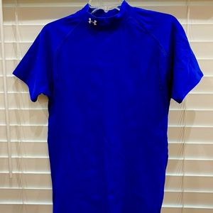 Under Armour Men’s Cold Gear Royal Blue White Accents Short Sleeve EUC Size XL